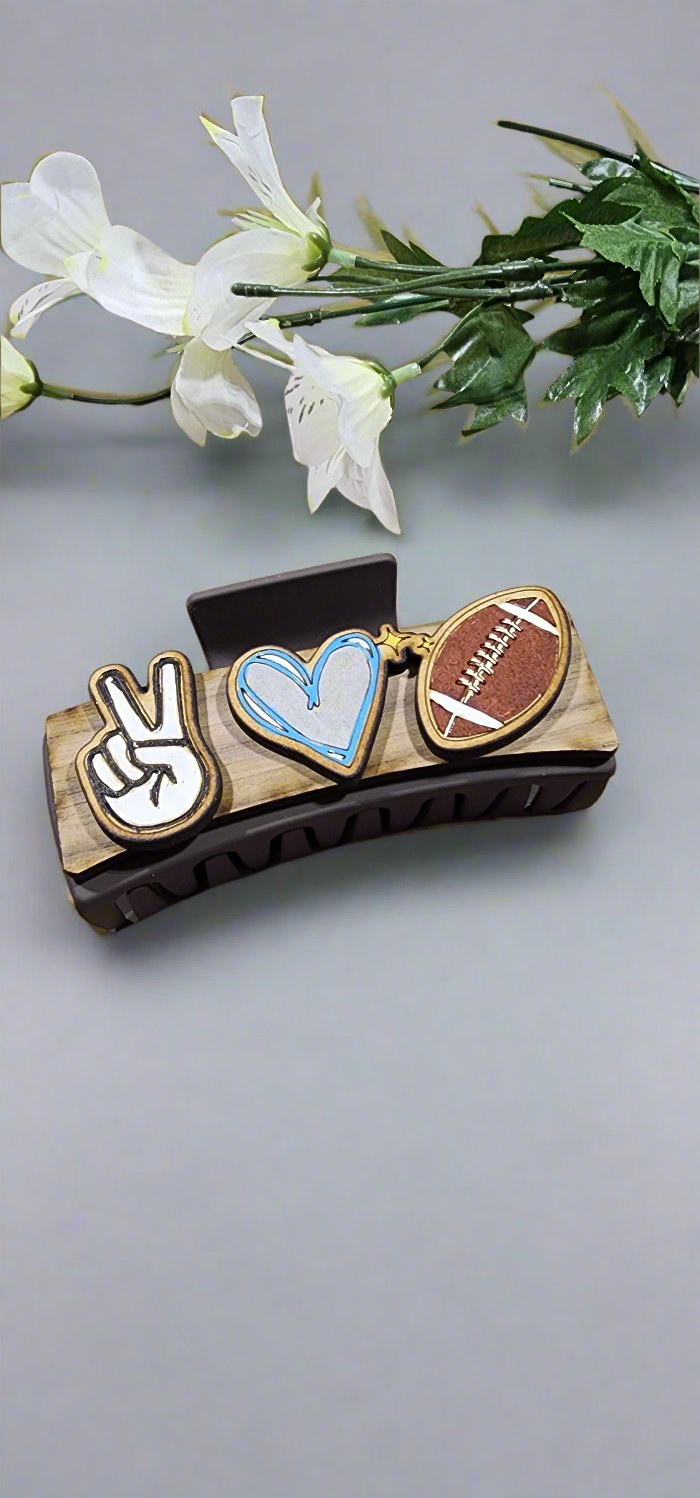 Football hand crafted hair clip