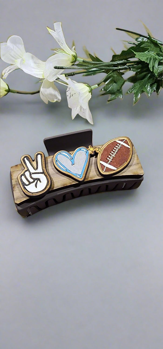 Football hand crafted hair clip